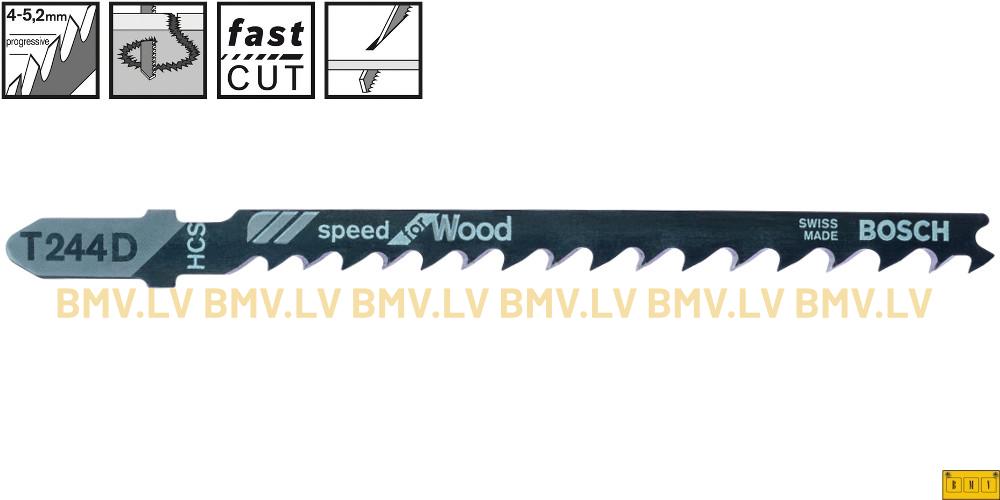Figūrzāģa asmenis kokam Bosch speed for Wood T244D (5gab)