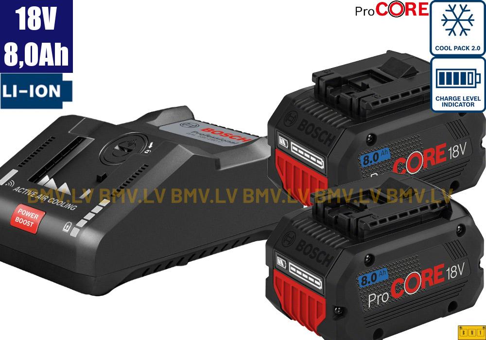 Lādēšanas komplekts Bosch Starter-Set 2 x ProCORE18V 8.0Ah + GAL 18V-160 C