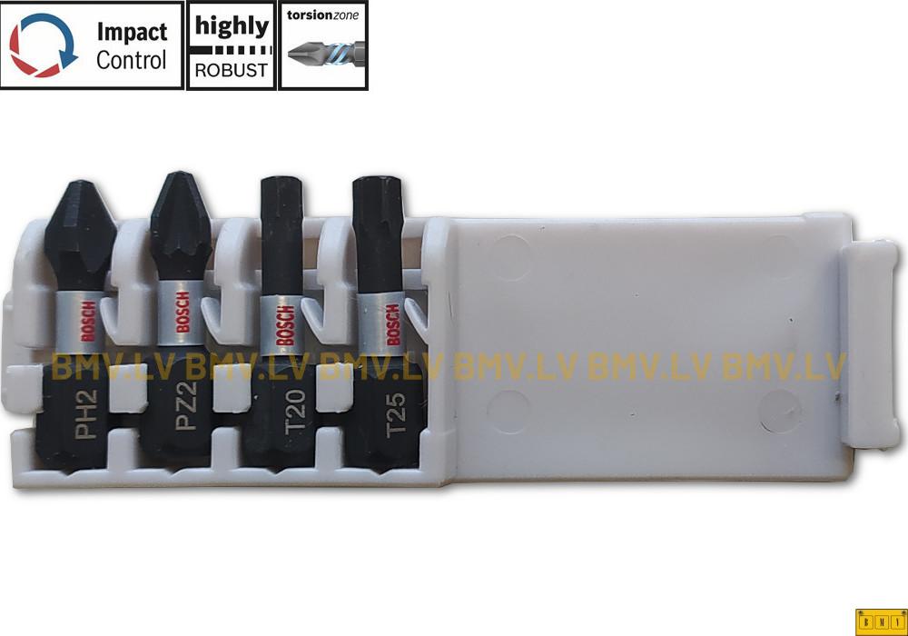 4-daļīgs komplekts skrūvēšanai Bosch Impact Control PH/PZ/Torx 25mm