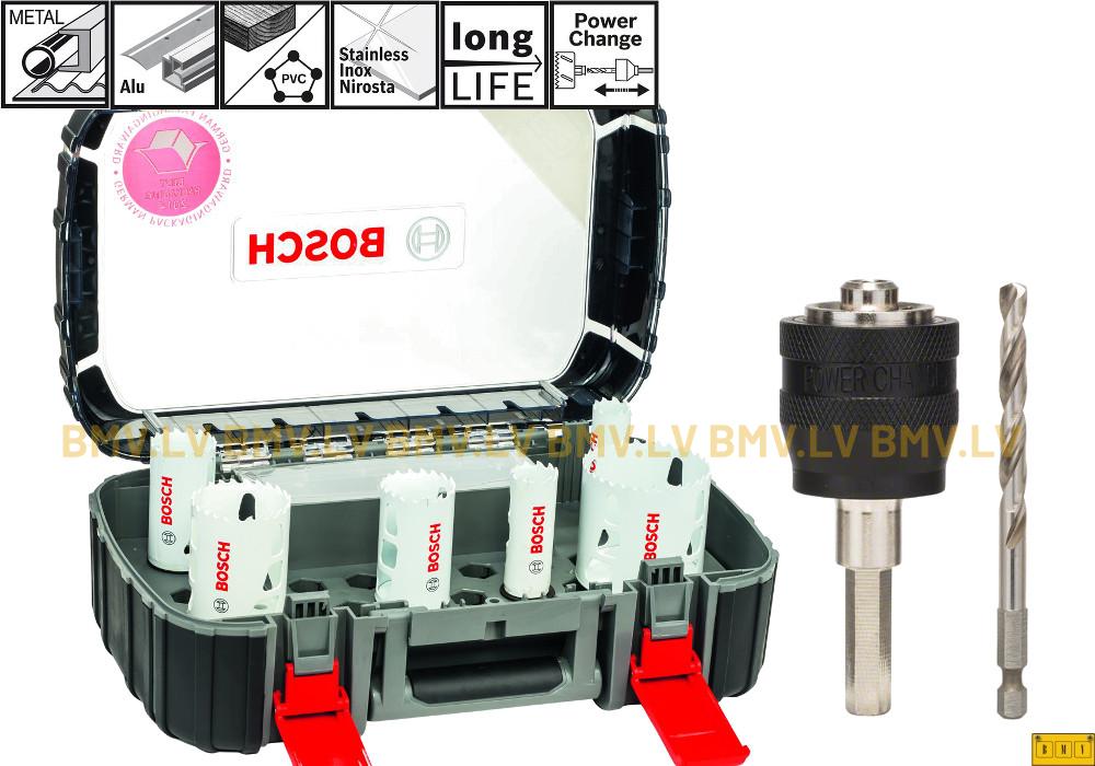Bosch Progressor Bi-Metall-HSS kroņurbju komplekts 20, 25, 32, 38, 51, 64 mm + adapteris un 2 centrurbji
