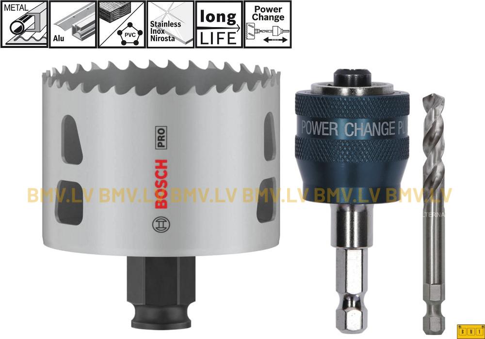 Bosch Progressor for Wood&Metal HSS Bi-Metal kroņurbis 68mm + Power change plus adapteris + centrurbis