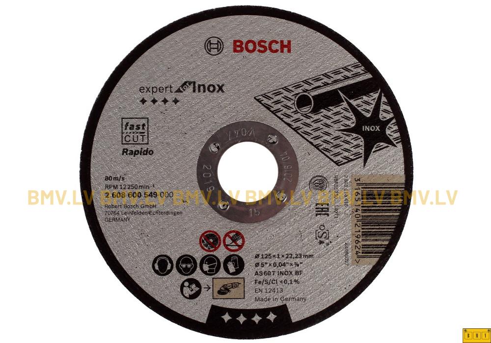 Griezējripa metālam Bosch Rapido expert for Inox 125x22.2mm A60 1.0mm
