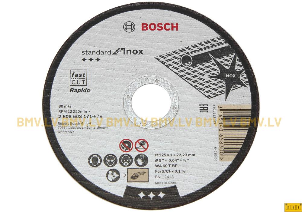 Griezējripa metālam Bosch Rapido standard for Inox 125x22.2mm A60 1.0mm