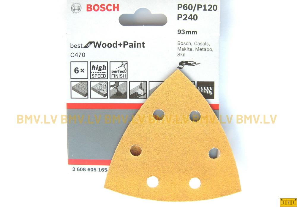 Slīppapīrs delta slīpmašīnām best for Wood+Paint 93mm grauds 60/120/240 (6gab)