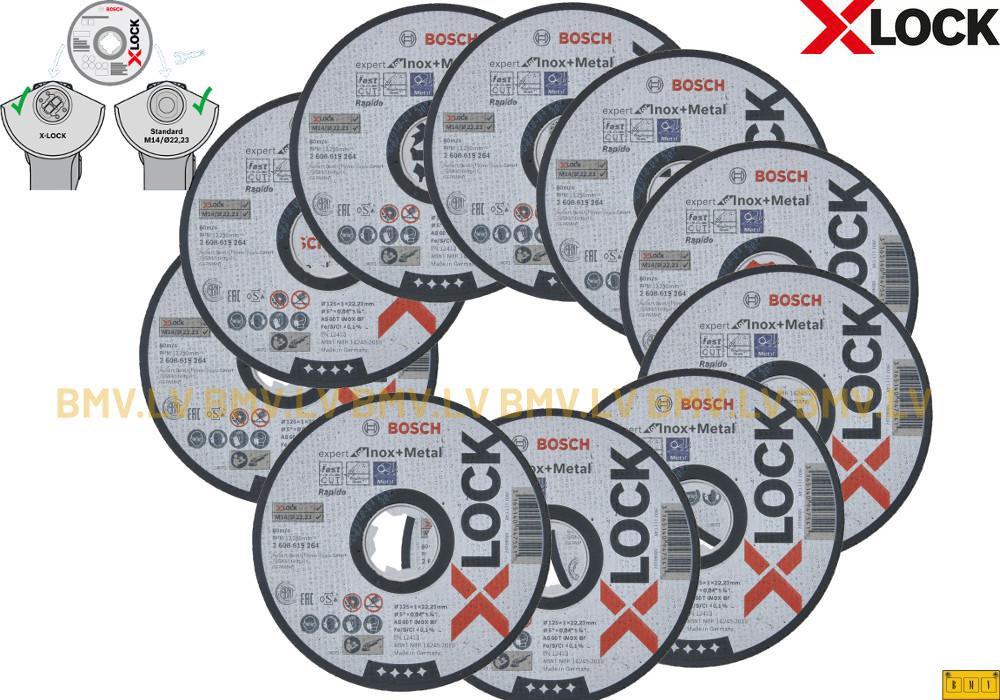 10 griezējripas metālam Bosch X-Lock expert for Inox+Metal 125x22.2mm AS60T 1.0mm