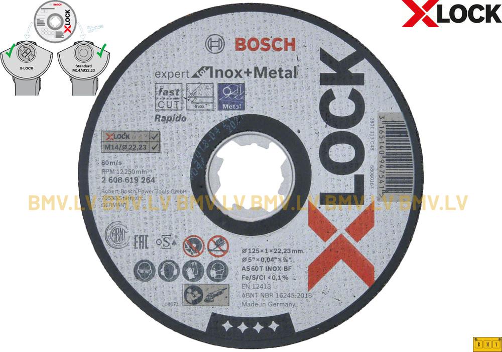 Griezējripa metālam Bosch X-Lock expert for Inox+Metal 125x22.2mm AS60T 1.0mm