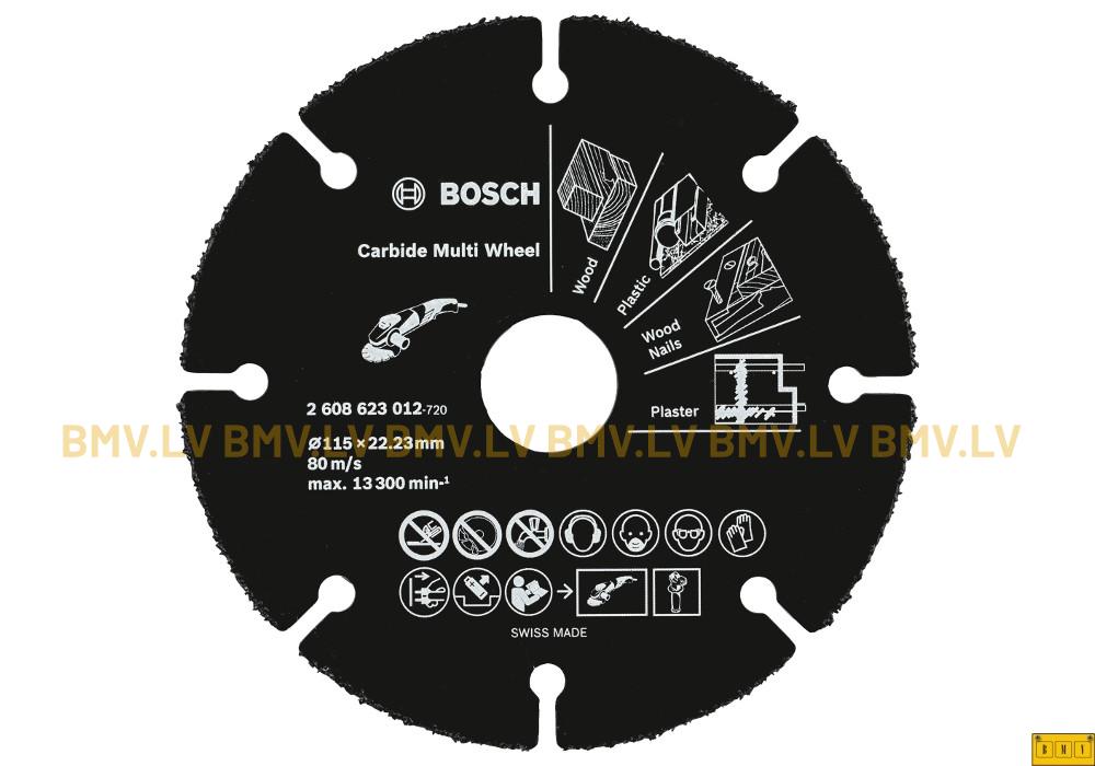Griezējripa kokam, plastmasai Bosch Carbide Multi Wheel 115x22.2mm 1.2mm