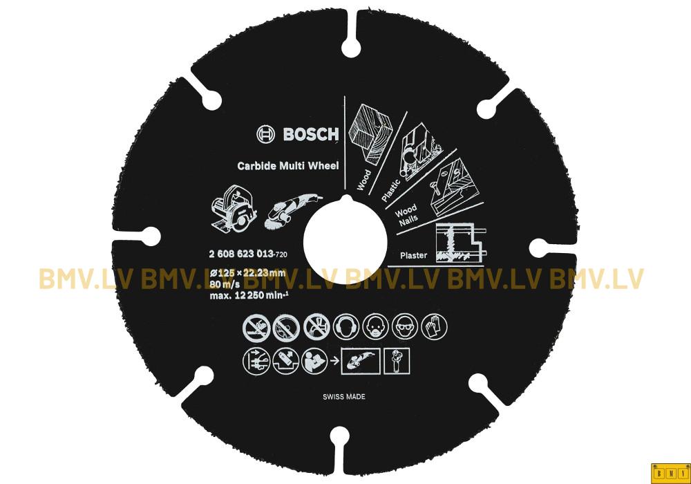Griezējripa kokam, plastmasai Bosch Carbide Multi Wheel 125x22.2mm 1.2mm