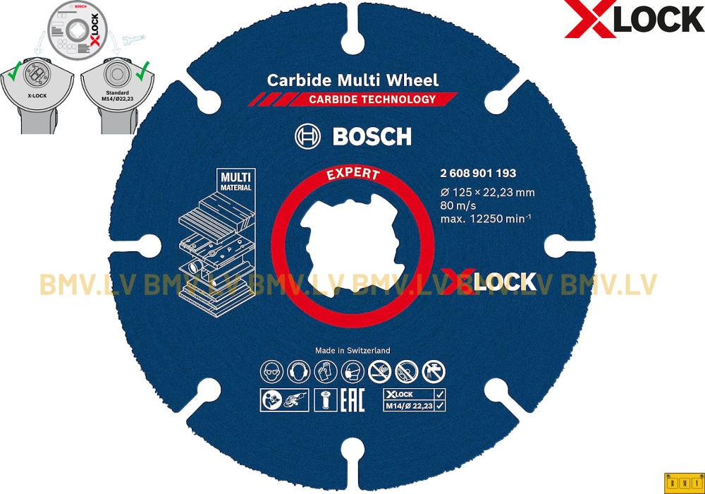 Griezējripa kokam, plastmasai Bosch Carbide Multi Wheel 125x22.2mm 1.2mm X-Lock