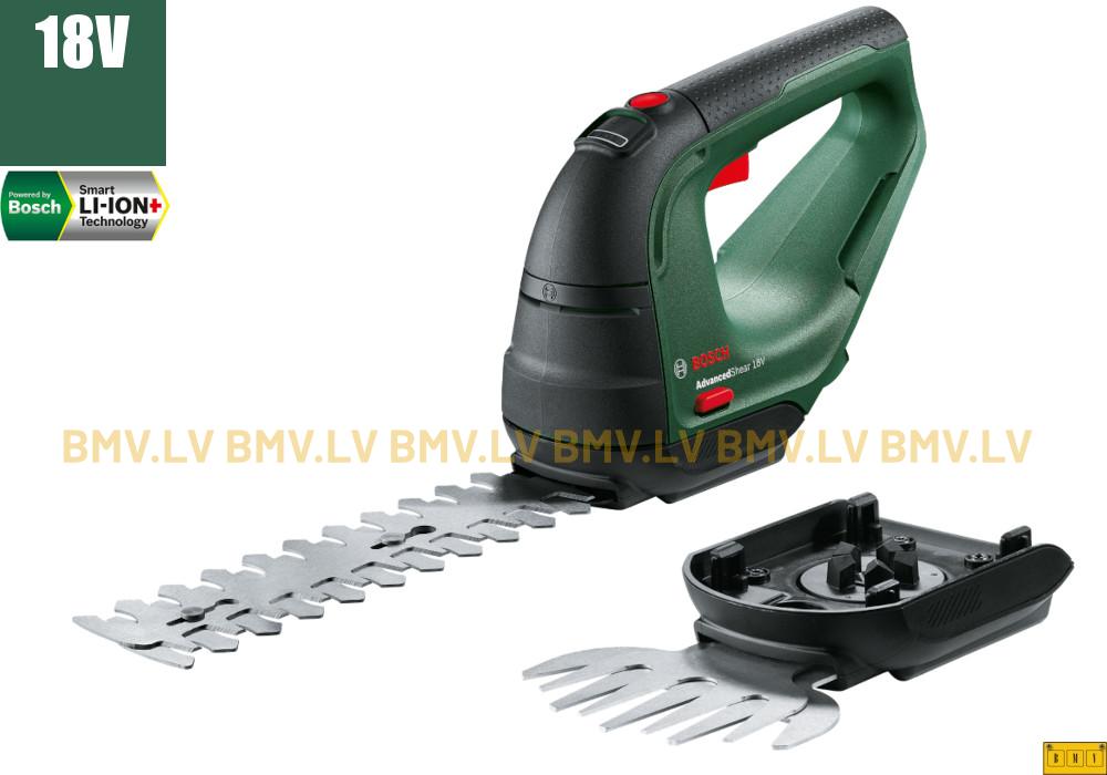 Zāles šķēres Bosch AdvancedShear 18V-10 (solo, 2 asmeņi)