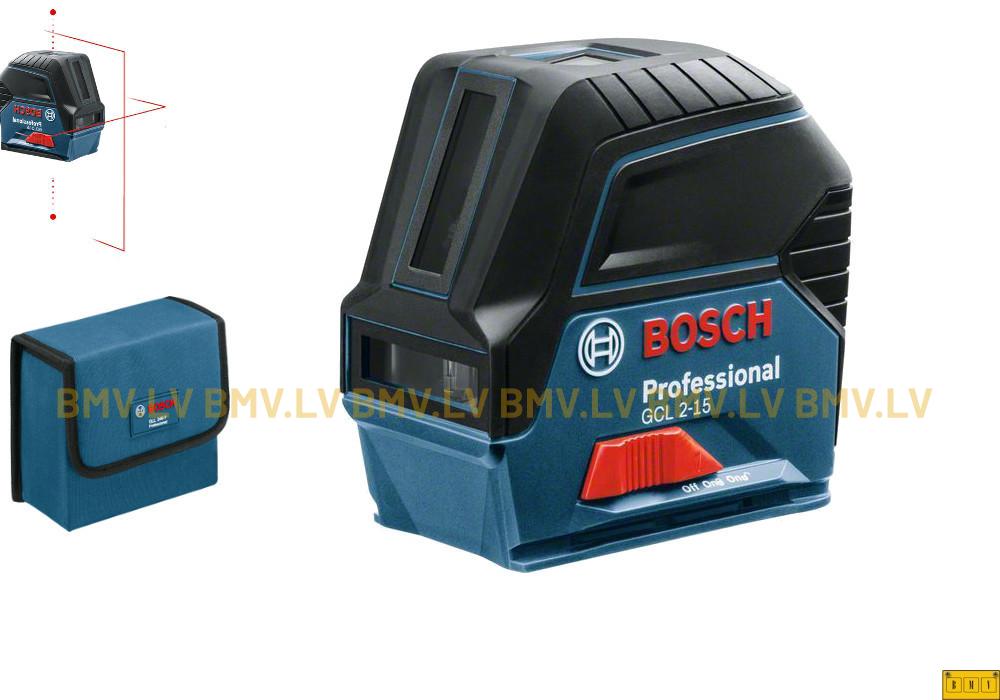 Kruststaru lāzerlīmeņradis Bosch GCL 2-15 (bez statīva, somiņā)