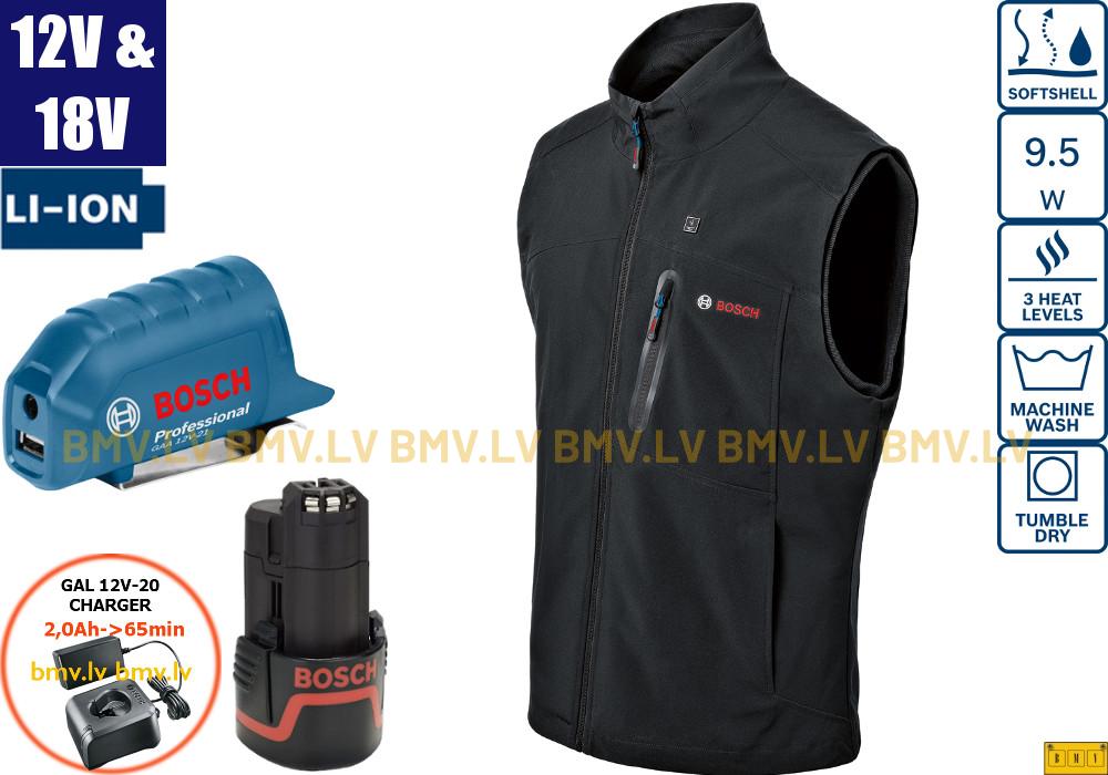 Apsildāma veste Bosch GHV 12+18V XA (GAA 12, GBA 12V 2,0Ah, GAL 12V-20) (S-3XL)