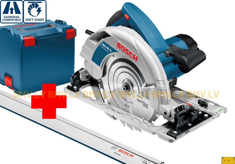 Rokas ripzāģis Bosch GKS 85 G (L-Boxx) + FSN 1400 sliede
