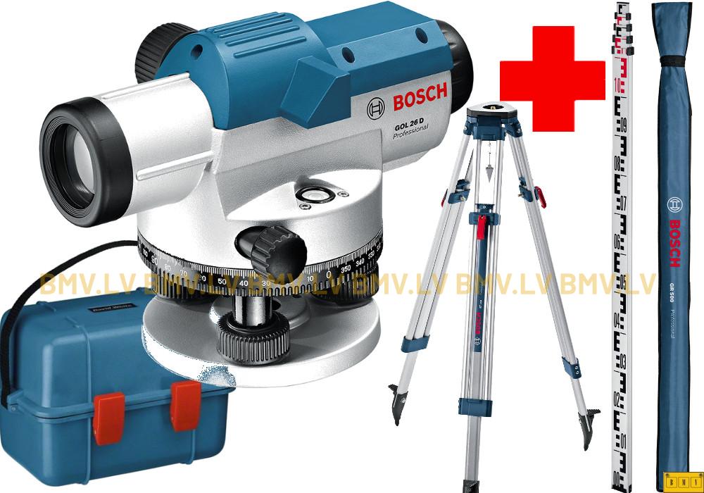 Optiskais nivelieris Bosch GOL 32 D + BT 160 + GR 500