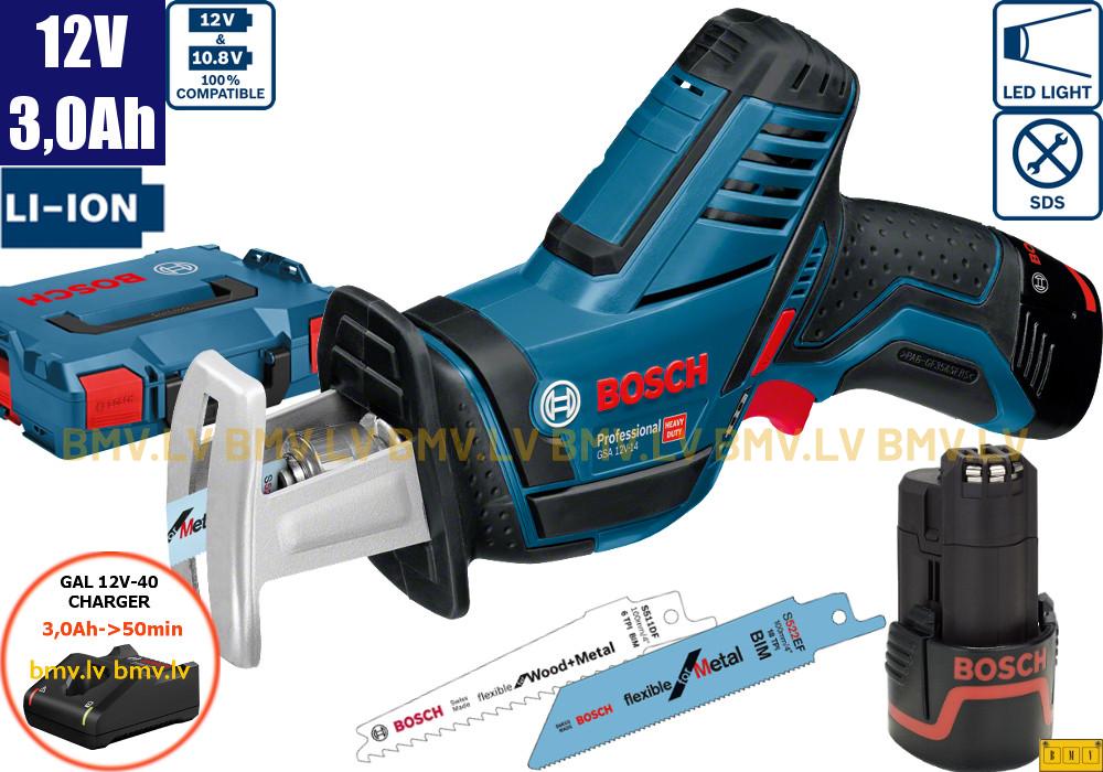 Zobenzāģis Bosch GSA 12V-14 (2x3,0Ah, GAL 12V-40, L-Boxx)