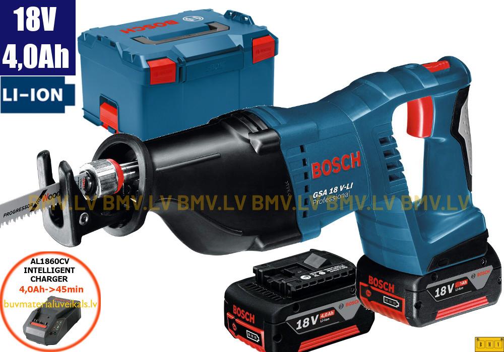 Zobenzāģis Bosch GSA 18 V-Li (2x4,0Ah, GAL 18V-40, L-Boxx)