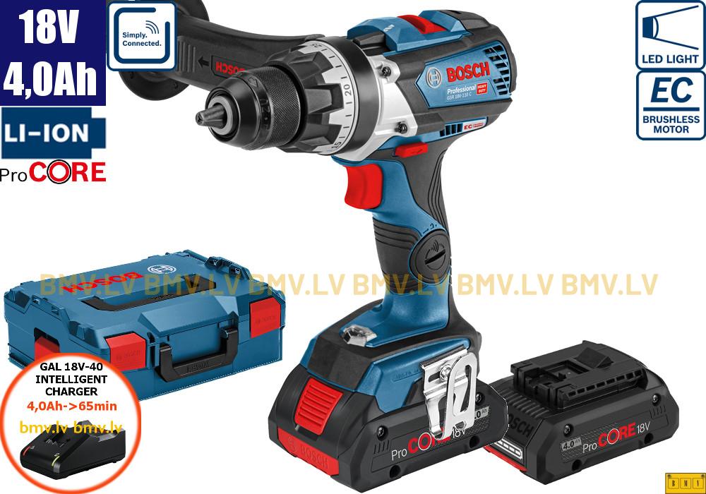 Urbjmašīna/Skrūvgriezis Bosch GSR 18V-110 C (2x4,0Ah (Procore), GAL 18V-40, L-Boxx)