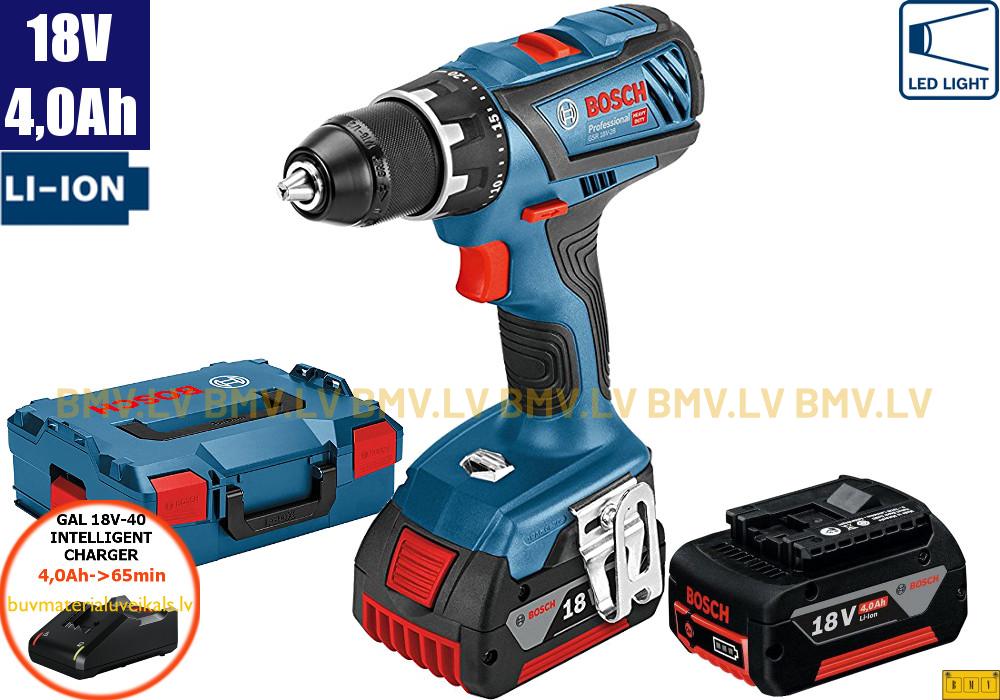 Urbjmašīna/Skrūvgriezis Bosch GSR 18V-28 (2x4,0Ah, GAL 18V-40, L-Boxx)