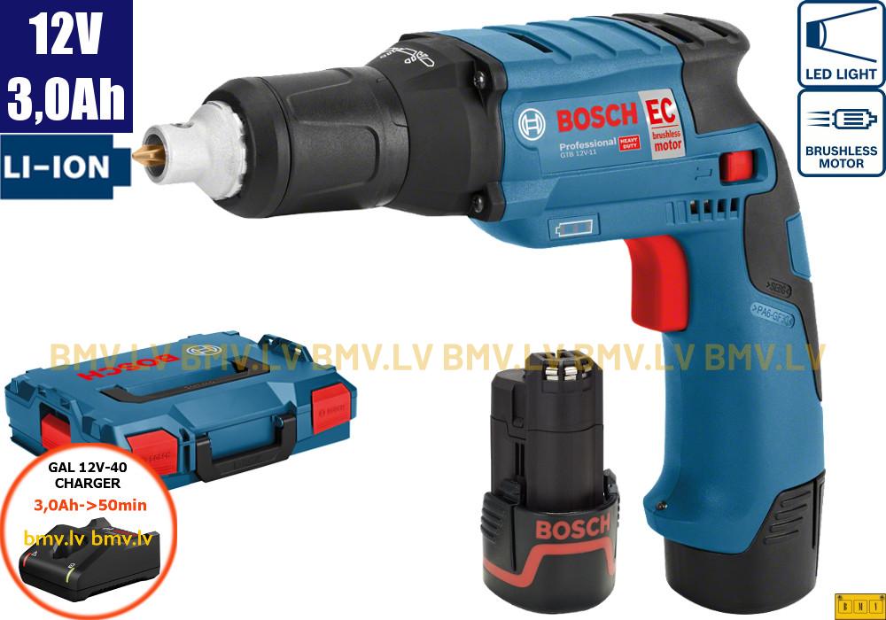 Skrūvmašīna Bosch GTB 12V-11 (2x3,0Ah, GAL 12V-40, L-Boxx)