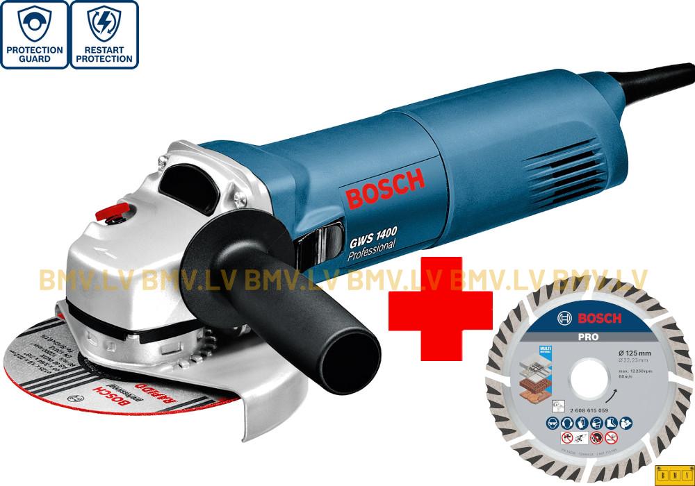 Leņķa slīpmašīna Bosch GWS 1400 + dimanta griezējripa