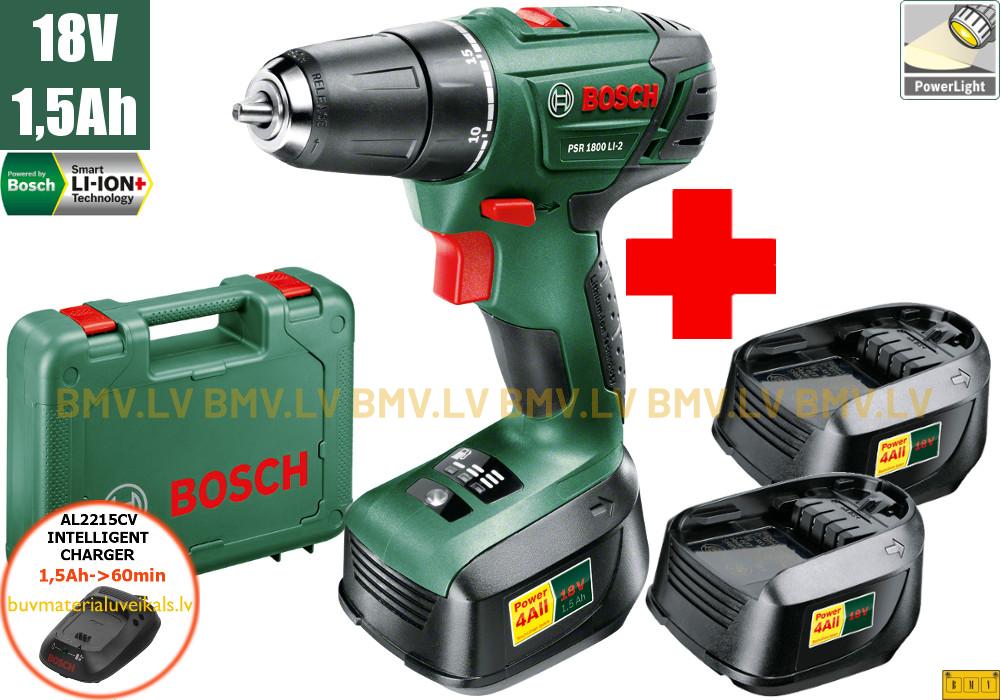 Urbjmašīna/Skrūvgriezis Bosch PSR 1800 Li-2 (3x1,5Ah)