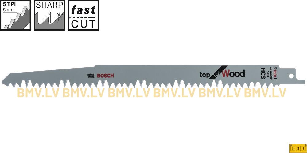 Zobenzāģa asmenis 240mm Bosch S 1531 L Top for Wood