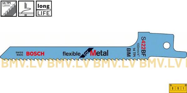 Zobenzāģa asmenis 100mm Bosch S 422 BF metālam (5gab)