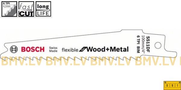 Zobenzāģa asmenis 100mm Bosch S 511 DF kokam un metālam