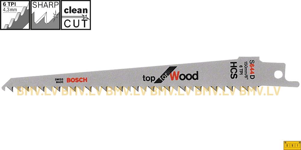 Zobenzāģa asmenis 150mm Bosch S 644 D Top for Wood