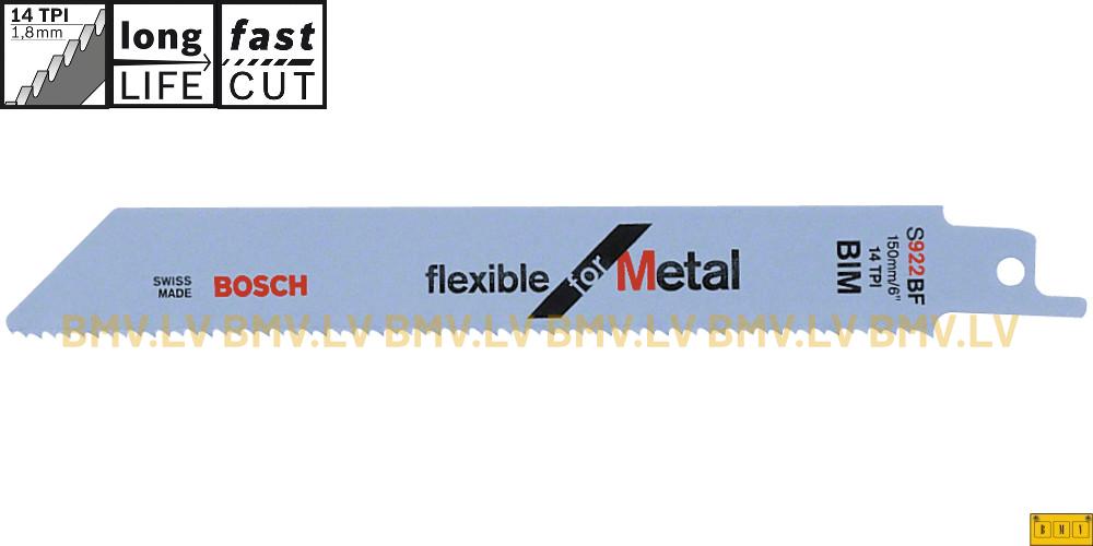 Zobenzāģa asmenis 150mm Bosch S 922 BF Flexible for Metal