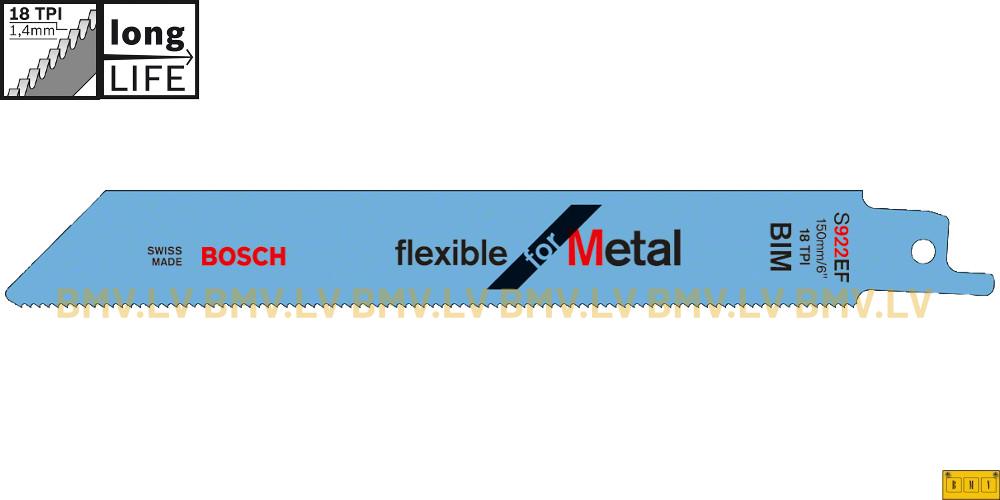 Zobenzāģa asmenis 150mm Bosch S 922 EF Flexible for Metal
