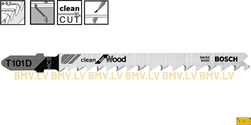 Figūrzāģa asmenis kokam Bosch clean for Wood T101D (5gab)