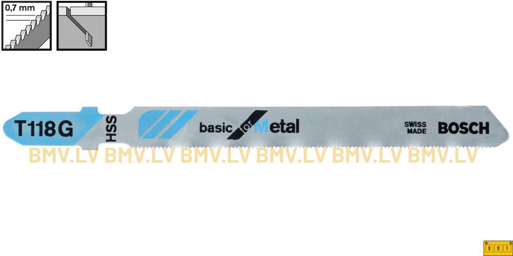 Figūrzāģa asmenis metālam basic for Metal Bosch T118G (5gab)