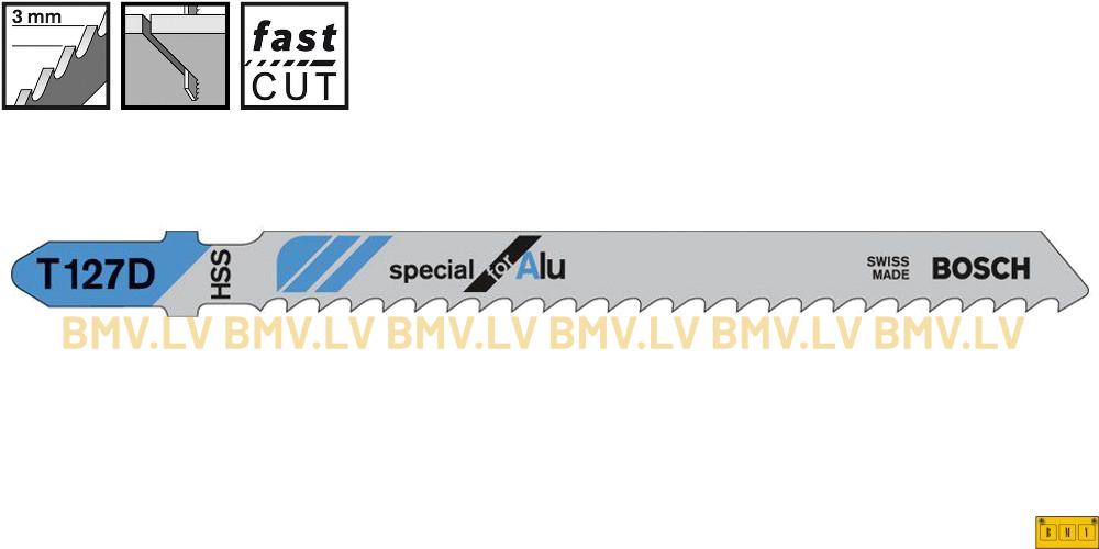 Figūrzāģa asmenis metālam Bosch special for Alu T127D (5gab)