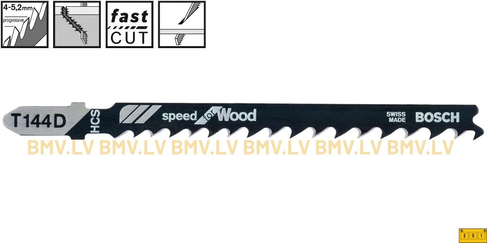 Figūrzāģa asmenis kokam Bosch speed for Wood T144D (5gab)