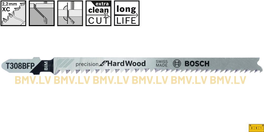 Figūrzāģa asmenis kokam Bosch precision for HardWood T308BFP (5gab)