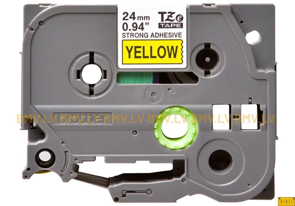 Uzlīmju lente Brother TZe-S651 melns uz dzeltena 24mmx8m Strong Adhesive