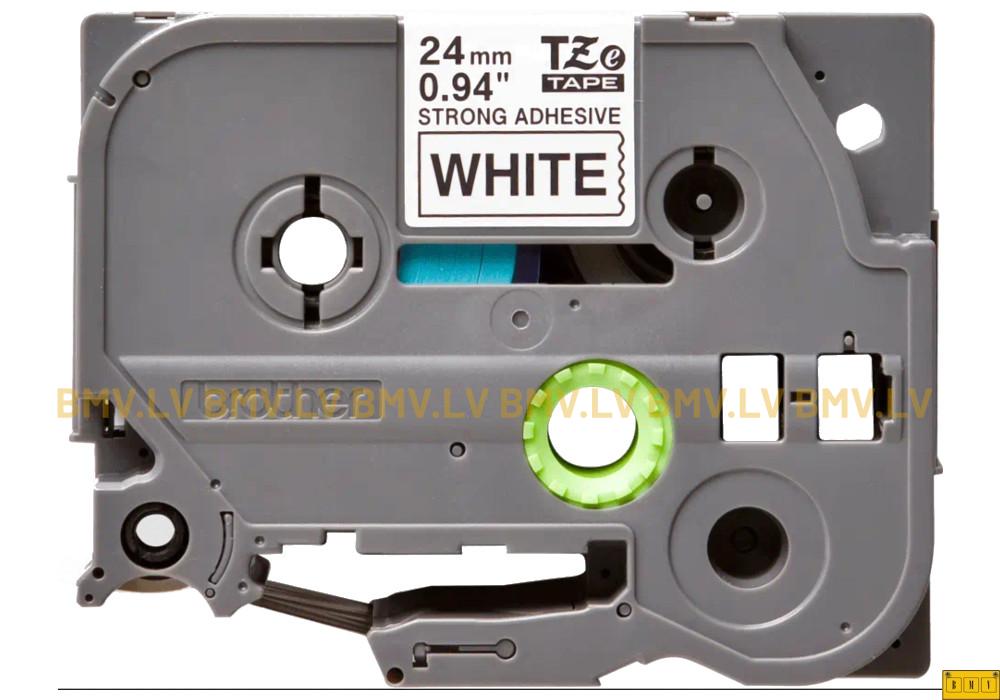 Uzlīmju lente Brother TZe-S251 melns uz balta 24mmx8m Strong Adhesive