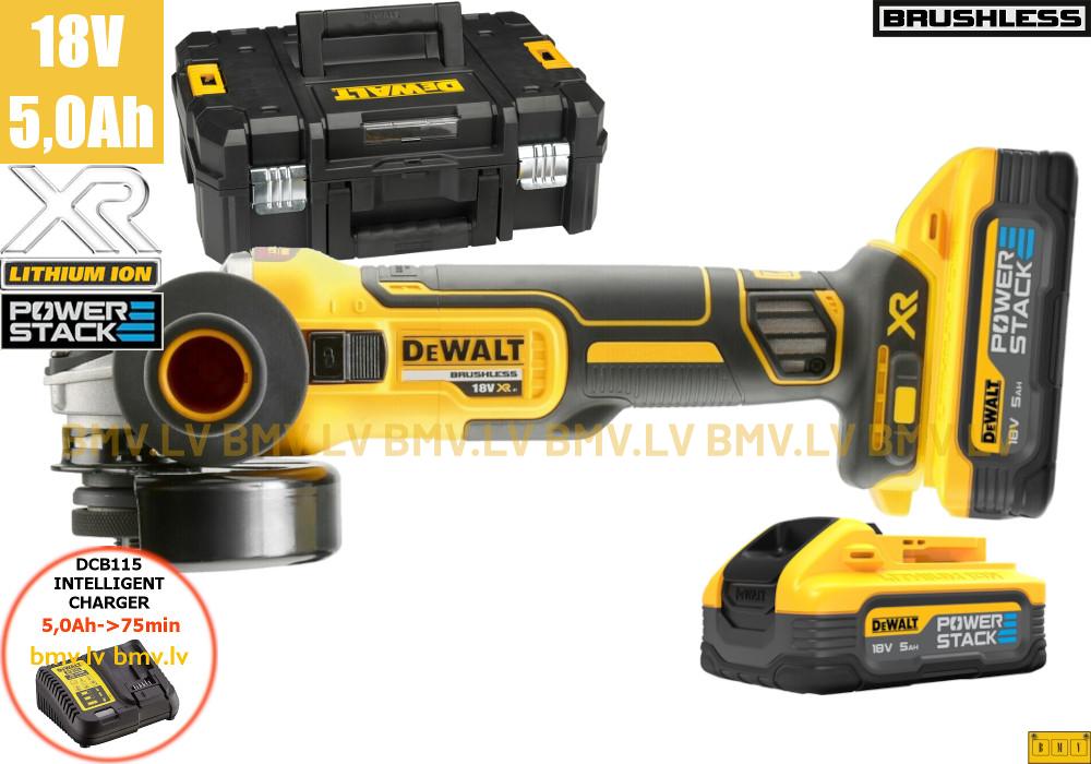 Leņķa slīpmašīna DeWalt DCG405H2T (2x5,0Ah (PowerStack))