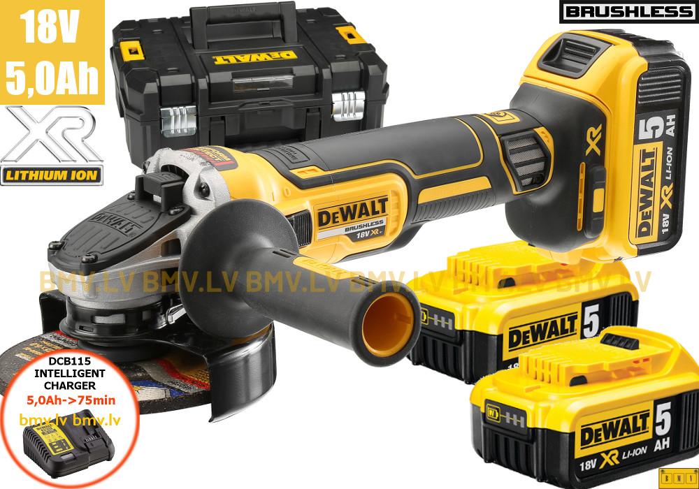 Leņķa slīpmašīna DeWalt DCG405P3 (3x5,0Ah)