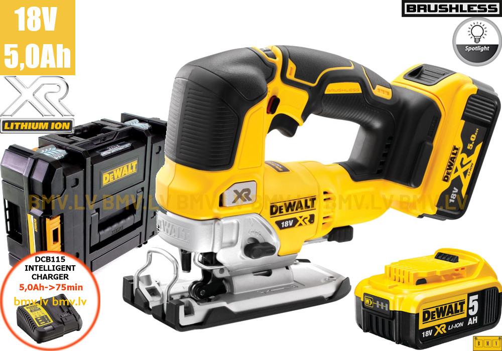 Figūrzāģis DeWalt DCS334P2 (2x5,0Ah, DCB115, T-stak)