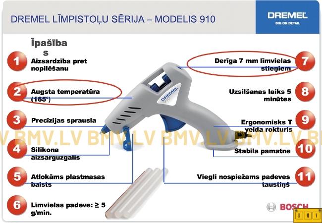 Līmes pistole Dremel 910 (7mm 165gr.)