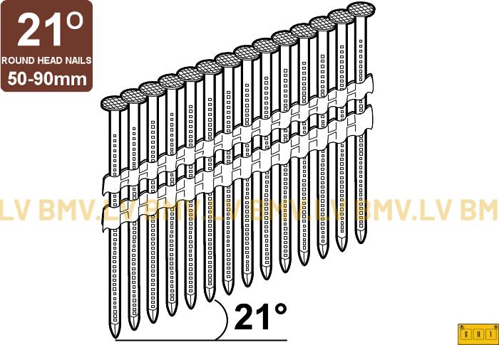 Naglas ar O-galvu, 21gr., necinkotas, rievotas 2,8x60mm (1800gab) Essve 777471