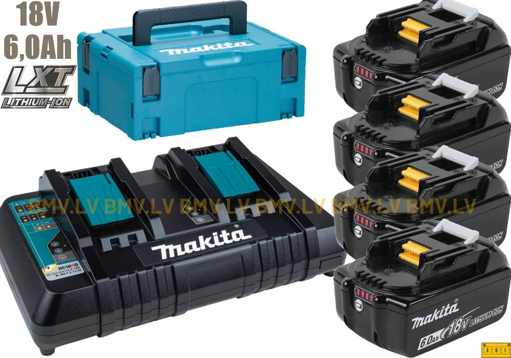 Lādēšanas komplekts Makita 198091-4 DC18RD + 4 x BL1860B MakPac