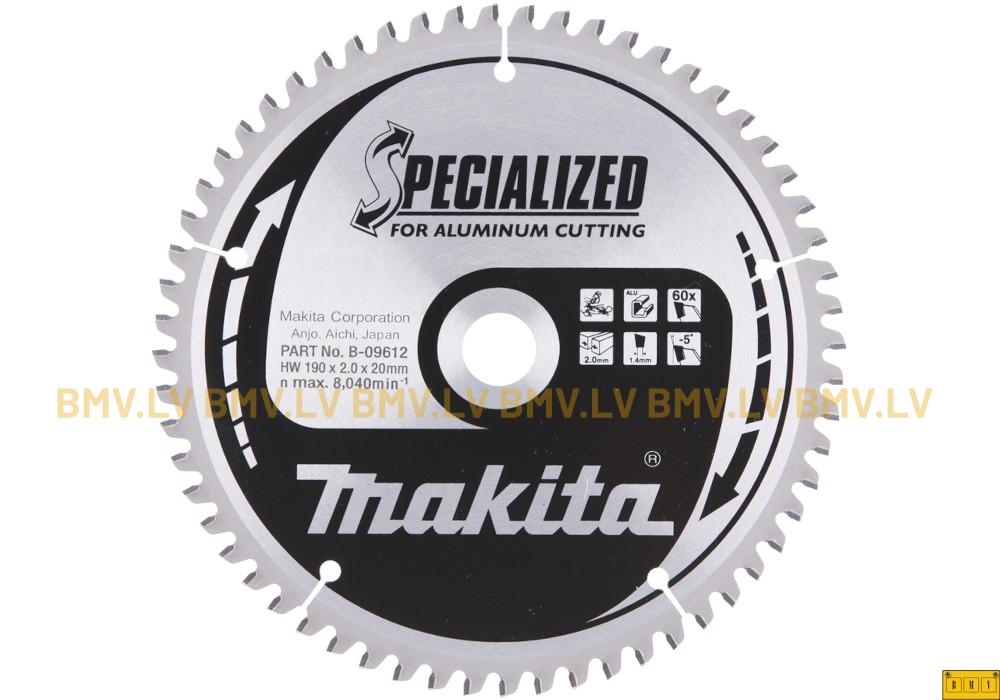 Zāģripa Makita B-09612 190x20mm 60z Specialized For Aluminum Cutting