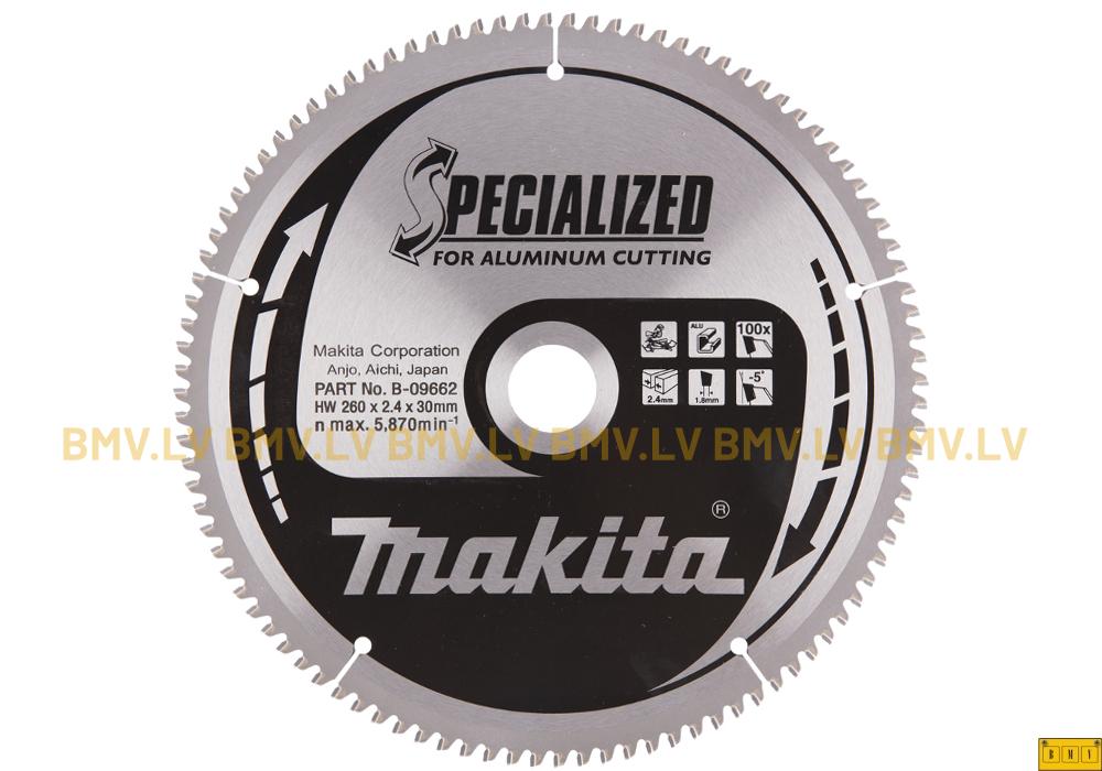 Zāģripa Makita B-09662 260x30mm 100z Specialized For Aluminum Cutting