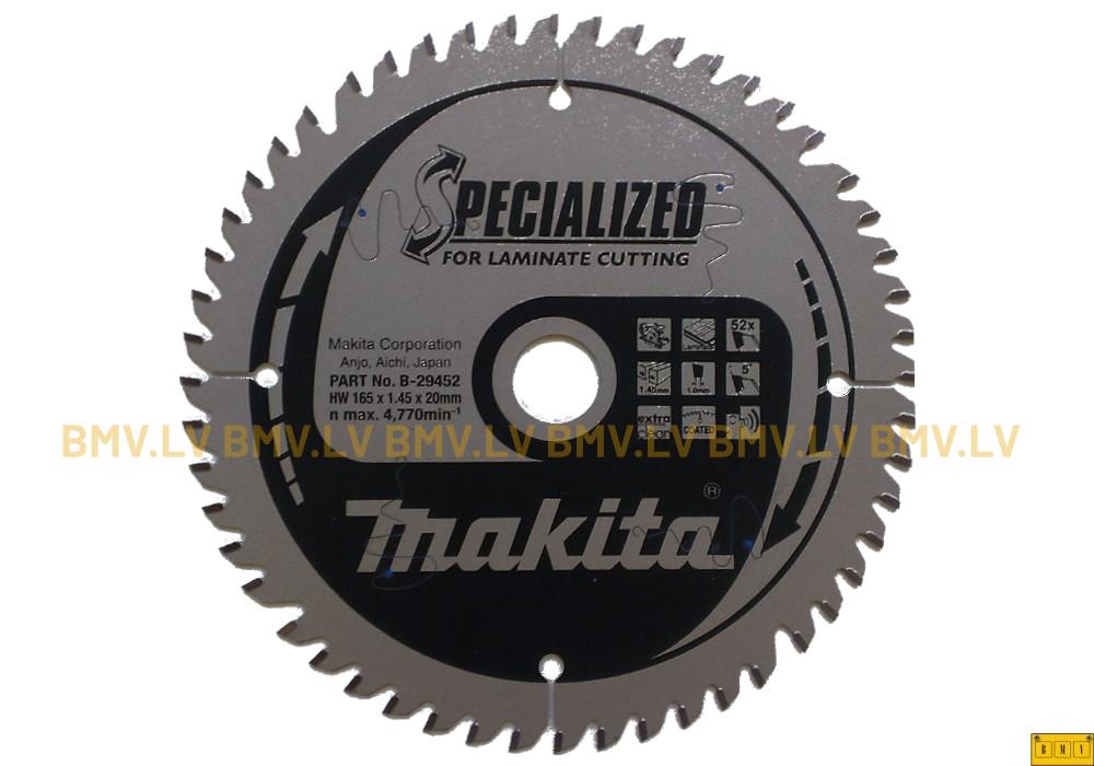 Zāģripa Makita B-29452 165x20mm 52z Specialized for laminate cutting