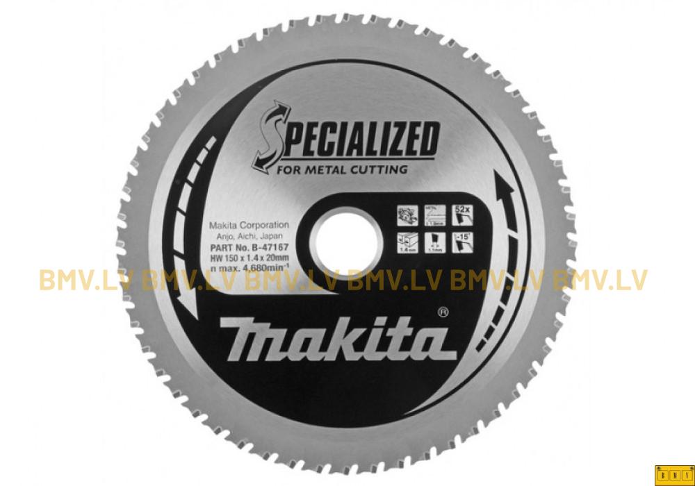 Zāģripa metālam Makita B-47167 150x20mm 52z Specialized for metal cutting