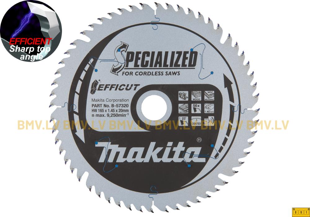 Zāģripa Makita B-57320 165x20mm 56z Specialized for cordless saws EFFICUT