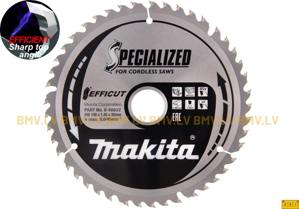 Zāģripa Makita B-68622 190x30mm 45z Specialized for cordless saws EFFICUT